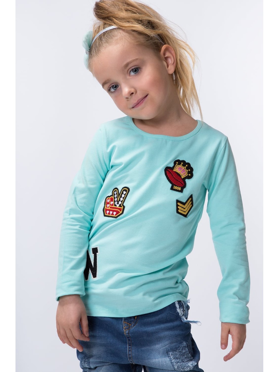 Bluza cu petice, menta NDZ8129 - Magazin online - Boutique